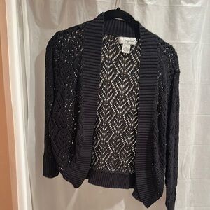 Elegant Black Open-Knit Sweater